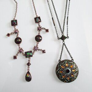 2 Necklaces Renaissance Revival Copper Brass